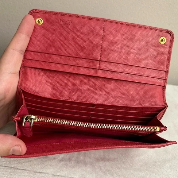 Prada Pink Saffiano Bow Continental Wallet - Picture 7 of 13